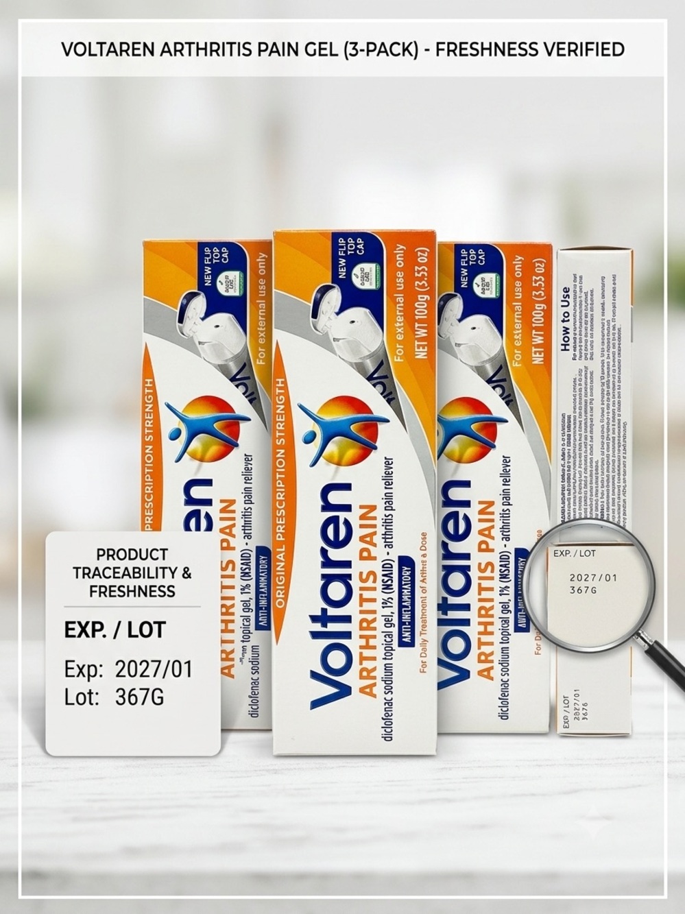 Voltaren Arthritis Pain Topical Gel - 3 Pack (Lot of 3 - no individual sales)
